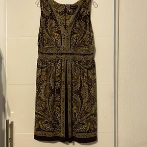 Perceptions New York Women’s Sleeveless Dress, Beautiful Brown Paisley. Size 14